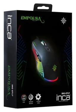 INCA IMG-GT17 čierna / Herná myš / optická / 6400 DPI / 7 tlačidiel / RGB / USB-A / 1,8 m (IMG-GT17)