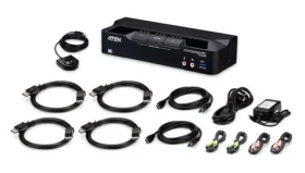 Aten / 2-portový KVM prepínač / USB 3.0 / DisplayPort 8K / dva monitory / KVMP / vr. káblov (CS1942DPA-AT-G)