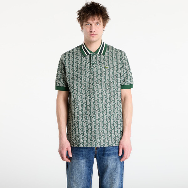 Tričko LACOSTE Short Sleeved Ribbed Collar Shirt Green/ Sinople 4