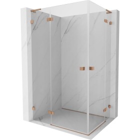 MEXEN/S - Lunar L Duo sprchovací kút dvere krídlové 105 x 95, transparent, meď kartáčovaná 834L-105L-095P-65-00