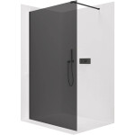 CERANO - Sprchová zástena Walk-in Onyx Cube Ľ/P - 10 mm - hranatá vzpera - čierna matná, grafitové sklo - 110x200 CER-8050BD8365