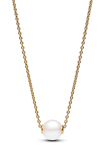 Pandora Pozlátený náhrdelník so sladkovodnou perlou Shine Timeless 363167C01-45