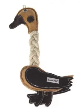AnimALL Hračka Kačica koža s povrazmi natural 31 cm (110283)