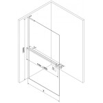 MEXEN/S - Kioto+ L Sprchová zástena WALK-IN s poličkou a držiakom uterákov 80 x 200, čierny vzor, grafit metal 800-080-123-95-70