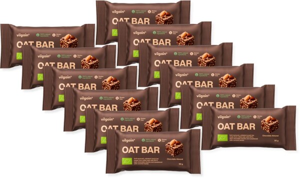 Vilgain Oat Bar BIO – 12× mandle a čokoláda 50 g