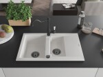 MEXEN/S MEXEN/S - Gaspar granitový drez 1.5 s odkvapkávačom vrátane batérie Carla, biela 6507-20-670700-70