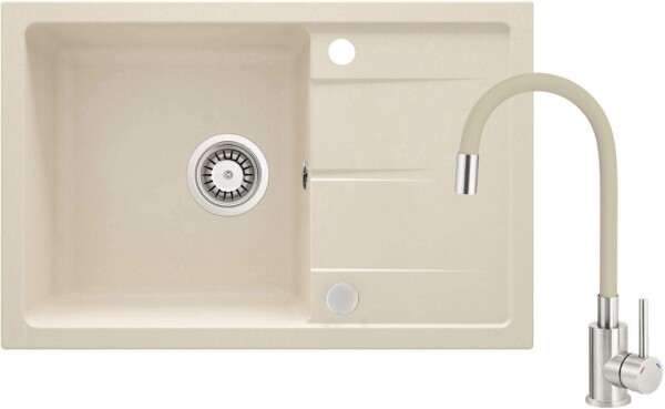DEANTE DEANTE - Iba béžový granitový drez s batériou, s ohybným výtokom ZRDG5113