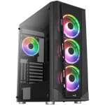 AeroCool Prism ARGB čierna / ATX / 2x USB-A 3.0 / 1x USB-A 2.0 / 4X 120mm / bez zdroja / priehľadná bočnica (ACCM-PB29143.11)