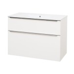 Mereo Mailo, kúpeľňová skrinka s keramickým umývadlom 101 cm, biela, elox AL madlo CN512A