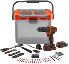 Black&Decker Akku-Schlagbohrschrauber BCKSB04, 18Volt(orange/schwarz, 2x Li-Ionen Akku 1,5Ah, Aufbewahrungsbox, 78-teiliges Zubehör-Set)