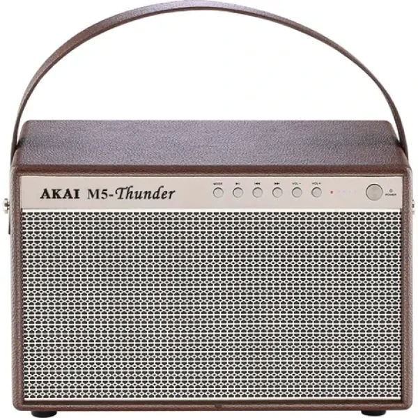 AKAI M5 THUNDER hnedá / Bezdrôtový reproduktor / Bluetooth 5.0 / 18W / 2x USB / AUX (4905192533205)