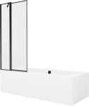 MEXEN/S - Cube obdĺžniková vaňa 170 x 80 cm s panelom + vaňová zástena 80, čierna vzor 550517080X9408117070