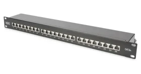 Digitus DN-91624S- EA-B / Patch panel / 19" / tienený / Cat.6A / 1U / 24x RJ45 / čierny (DN-91624S-EA-B)