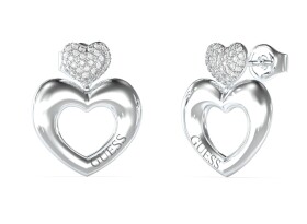 Guess Oceľové srdiečkové náušnice Crazy In Love JUBE05209JWRHT/U