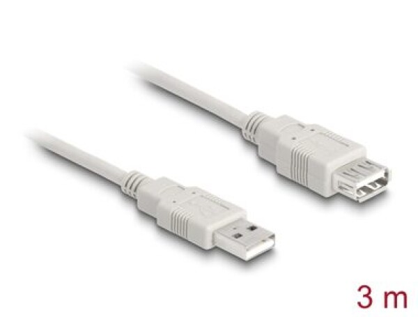 DeLock Kábel USB 2.0 A (M) - USB 2.0 A (F) 3.0m béžová (82240)