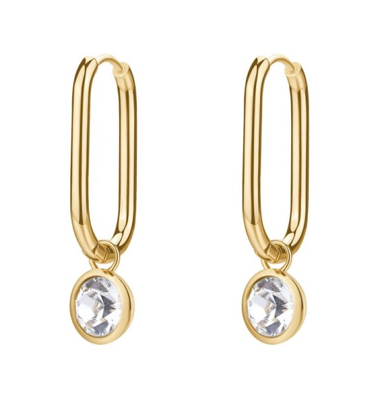 Brosway Oválne pozlátené náušnice 2v1 s kryštálom Symphonia BYM194