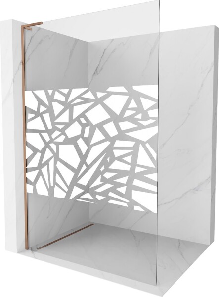 MEXEN/S - Kioto L Sprchová zástena WALK-IN 70 x 200, biely vzor, ružové zlato 800-070-103-60-85