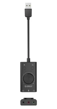 Orico SC2 čierna / Externá zvuková karta / USB-A / multifunkčná