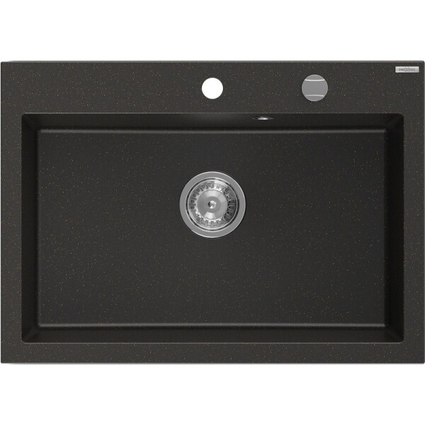 MEXEN MEXEN - Elix granitový drez 1-miska 700 x 500 mm, čierna/zlatá metalik, sifón chróm 6526701005-75