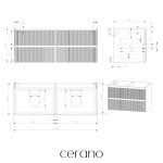 CERANO - Kúpeľňová skrinka pod umývadlo Carole - biela matná ryhovaná - 119x48x45 CER-674935