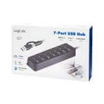 USB hub 7x USB-A s vypínačmi čierny / USB hub / USB 3.2 Gen1 / 5 Gbit/s / 7x prepínač ON/OFF (UA0420)