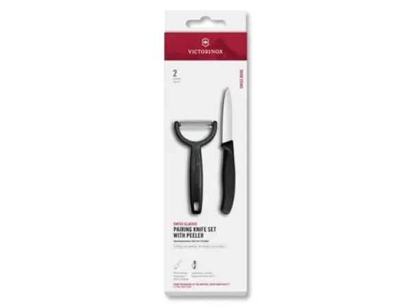 VICTORINOX Swiss Classic Kuchynský nôž a Y-škrabka 2 ks čierna / rovné ostrie (6.7113.22)