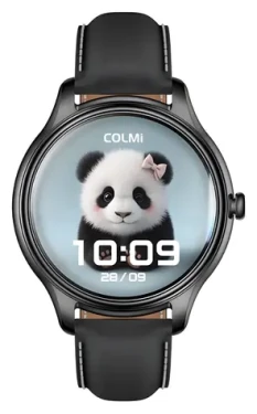 Colmi L28 čierna, silikónový a kožený remienok / Chytré hodinky / AMOLED displej / Bluetooth volanie / IP68 (L28 Black leather)
