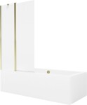 MEXEN/S - Cube obdĺžniková vaňa 180 x 80 cm s panelom + vaňová zástena 100, transparent, zlatá 550518080X9410115000