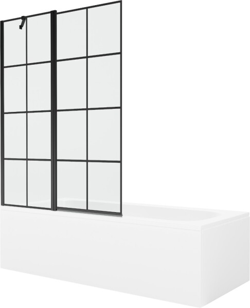 MEXEN/S - Vega obdĺžniková vaňa 180 x 80 cm s panelom + vaňová zástena 120, čierna vzor 550118080X9412117077