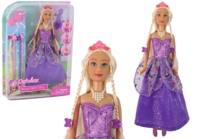 Mamido Bábika princezná v purpurových šatách sada pripevniteľných vrkôčikov