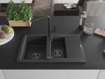 MEXEN/S MEXEN/S - Gaspar granitový drez 1.5 s odkvapkávačom vrátane batérie Flora, čierna kropenatá 6507-76-670401-70-B