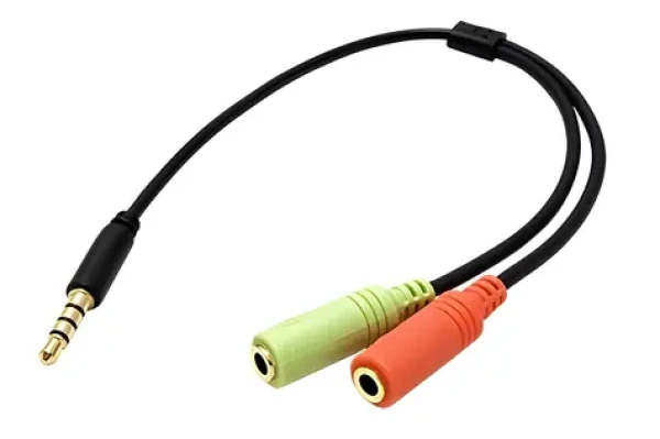 OEM redukcia jack 3,5 mm 4pin (M) - 2x jack 3,5 mm (F) / Redukcia / 25 cm / pre slúchadlá a mikrofón (11.42.4440)