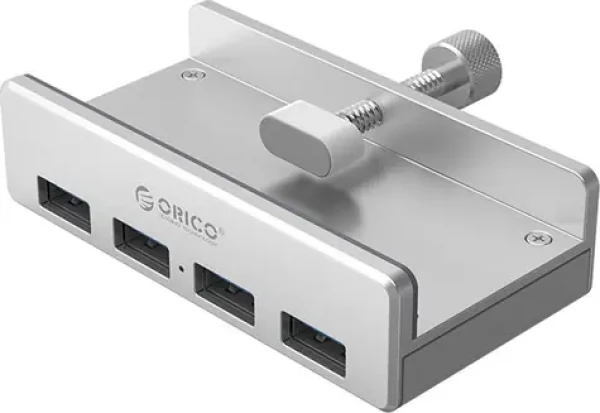 Orico USB hub s upínacou svorkou / USB hub / 4X USB-A / USB 3.0 Gen1 / hliníkové telo (MH4PU-P-SV-BP)