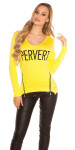 Trendy KouCla v-sweater with Zip "PERVERT" Einheitsgroesse