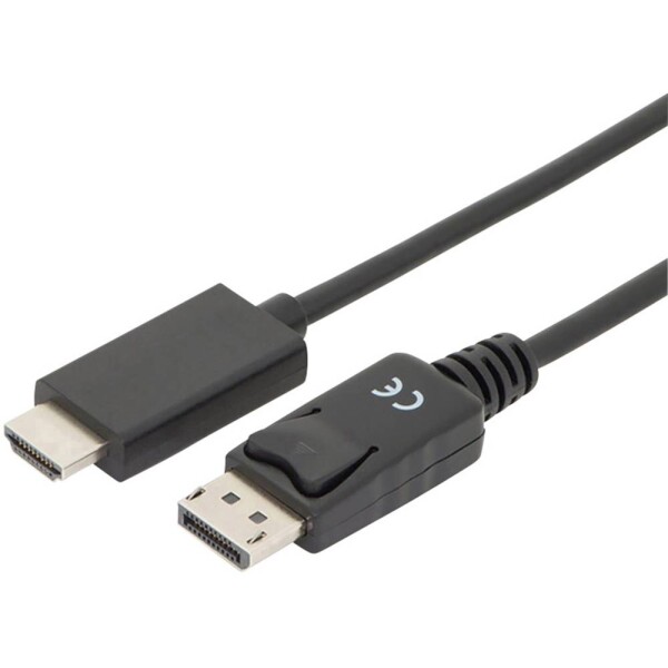 Digitus DisplayPort / HDMI káblový adaptér Konektor DisplayPort, Zástrčka HDMI-A 2.00 m čierna AK-340303-020-S trojžilový tienený Kábel DisplayPort; AK-340303-020-S