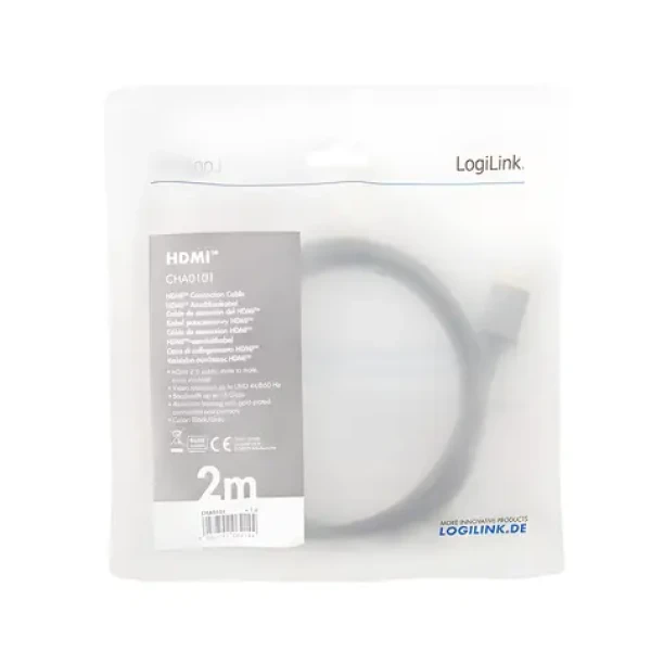 LogiLink HDMI 2.0 čierna / HDMI kábel / 4K UHD / 60 Hz / 2 m (CHA0101)