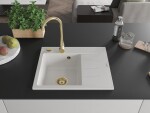 MEXEN/S MEXEN/S - Ben granitový drez 1 s odkvapkávačom ľavý 600 x 500 mm, biela, sifón zlatá 6522605000-20-G