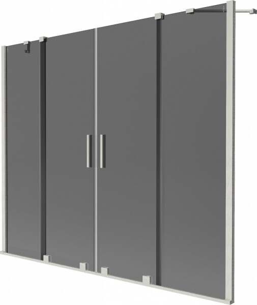 MEXEN/S - Velar Duo dvojkrídlová posuvná vaňová zástena 180 x 150, grafit, nikel kartáčovaný 896-180-000-42-97