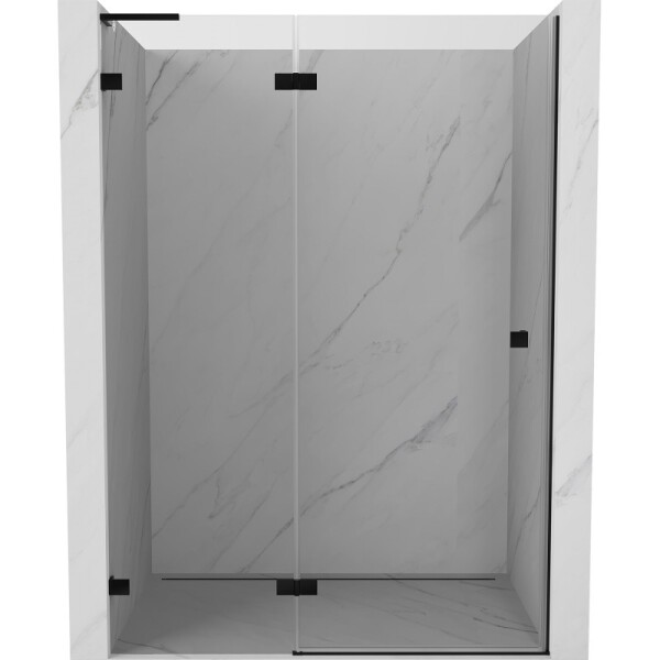MEXEN/S - Lunar L sprchové dvere krídlové ľavé 135, transparent, čierna 834L-135-000-70-00-L