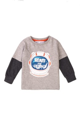 Tričko chlapčenské s dlhým rukávom, Minoti, Beam 3, šedá - 86/92 | 18-24m