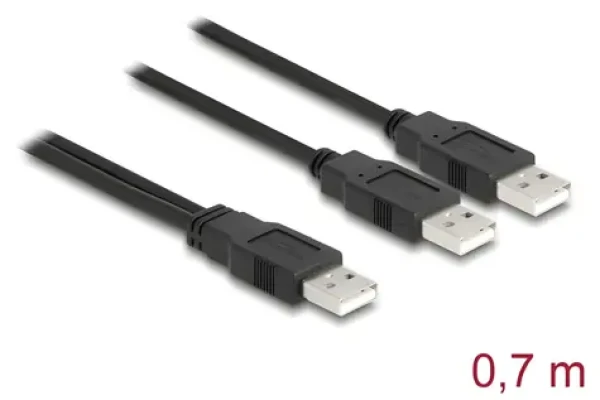 DeLock USB 2.0 Typ-A 2x Typ-A / Kábel / 0,7 m / USB 2.0 (80000)