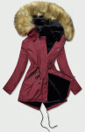 Dámska zimná bunda parka vo vínovej farbe burgundy (b2628) odstíny červené XXL (44)