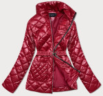 Červená prošívaná dámská bunda s páskem model 17099021 Červená XL (42) - BH FOREVER