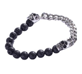 Marc Malone Výrazný pánsky náramok s lávovým kameňom MCGB5042S