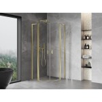 MEXEN/S - Mist L sprchový kút štvrťkruh, krídlové 90 x 90, transparent, zlato 8A32L-090-090-50-00
