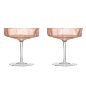 Ferm Living Skleničky na šampaňské Ripple Blush 150 ml – set 2 ks