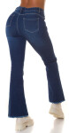 Sexy dark denim used look flarred Jeans denimblue