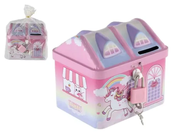 TEDDIES Pokladnička domček Jednorožec ružová