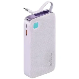 USAMS US-CD224 fialová / Powerbanka / Vstavaný kábel USB-C / 10000 mAh / PD 20W + QC3.0 (10KCD22403)