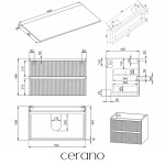 CERANO - Kúpeľňová skrinka Carole - biela matná ryhovaná + doska pod umývadlo Navira Slim - 18 mm + konzola chróm - 160x46x49,8 CER-371821